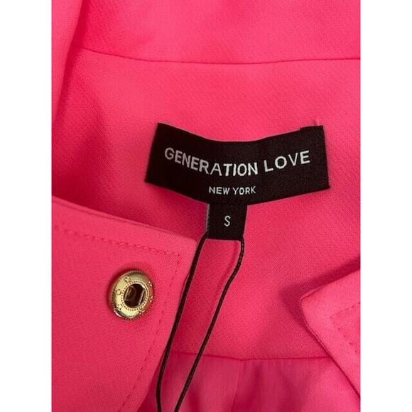 Generation Love Colleen Crepe Moto Jacket Ruched Sleeves Zip Up Ultra Pink S NEW - Picture 9 of 10